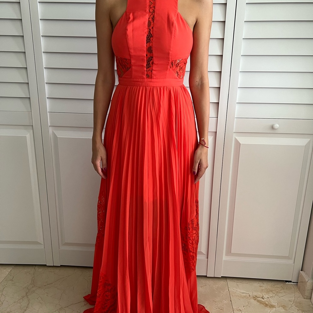 Evening dress in carrot color